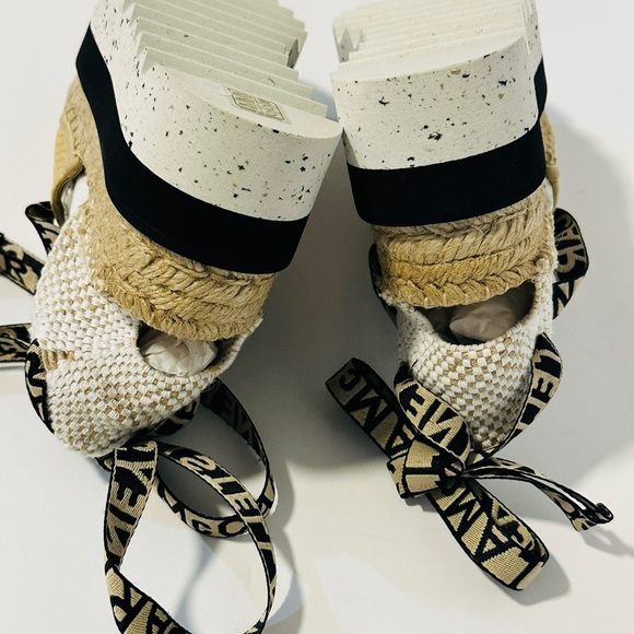 NWT Stella McCartney Gaia Rafia Espadrilles Stripes Red, Black and Pink 36. - Picture 10 of 10